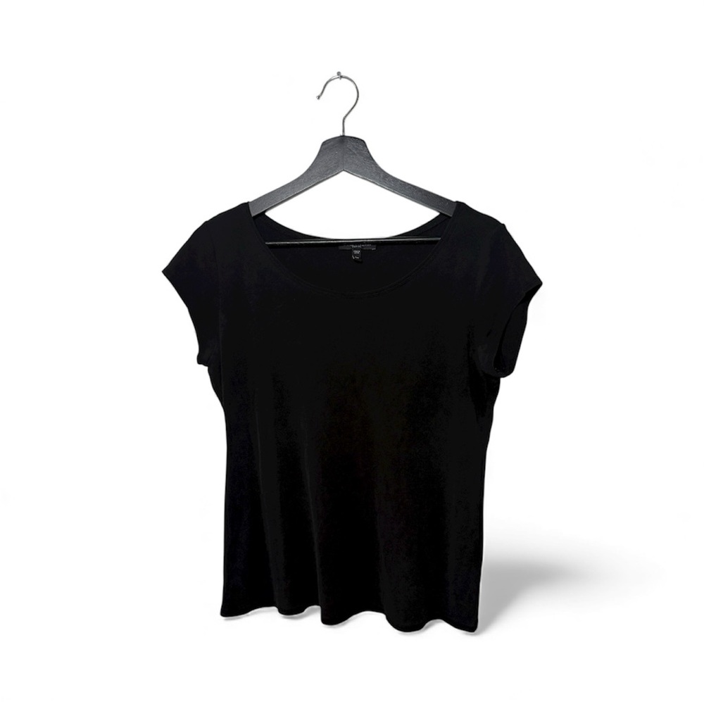 Eileen Fisher Black Silk Short Sleeve T-Shirt